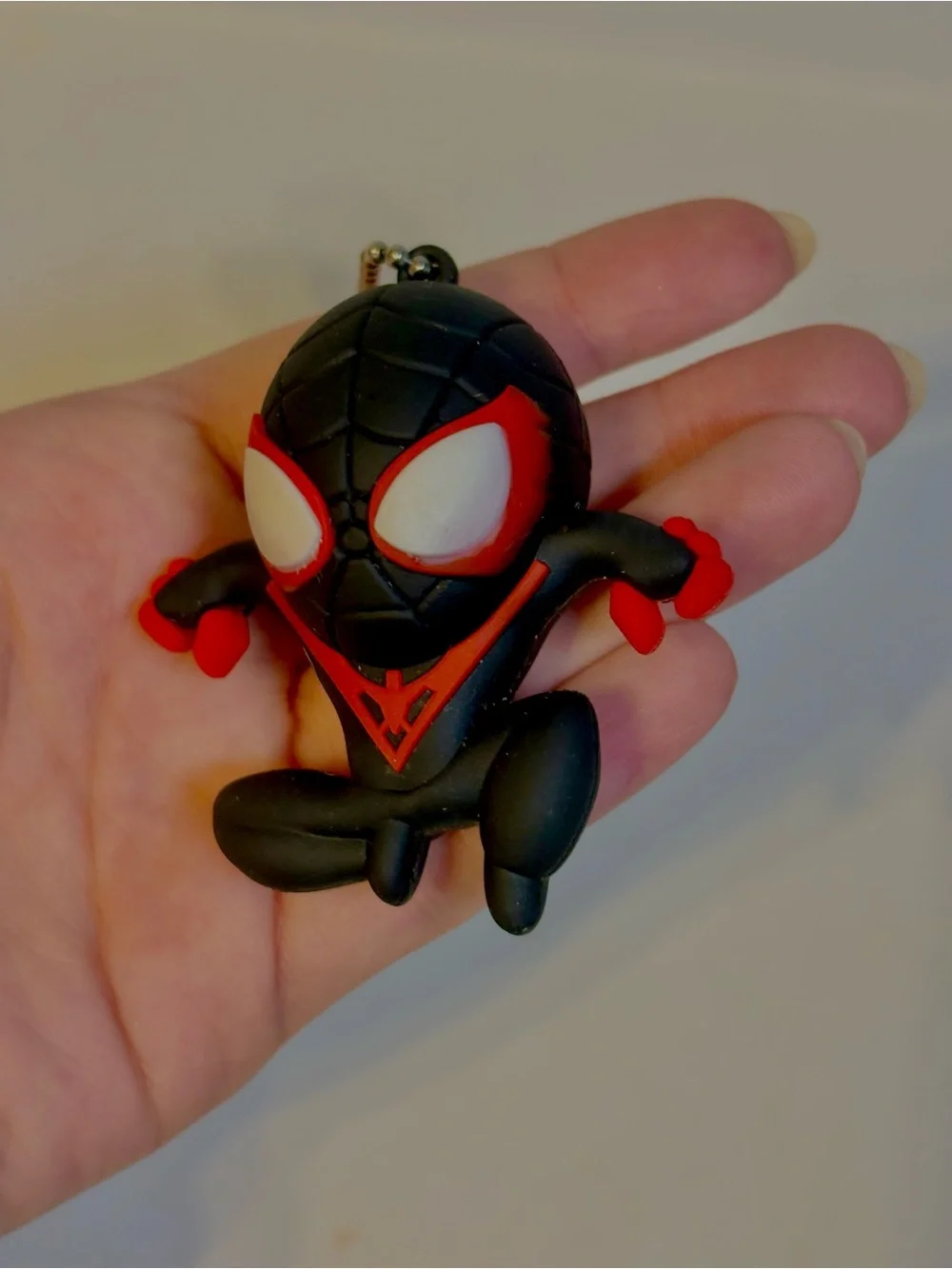 Spider Man Miles Morales Spin Spidey Rubber Swing Keychain Backpack Charm Kawaii